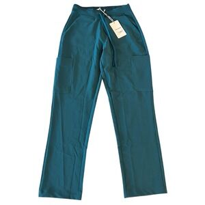 NWT Mandala Cargo Scrub Pants Womens XS Caribbean Blue Drawstring